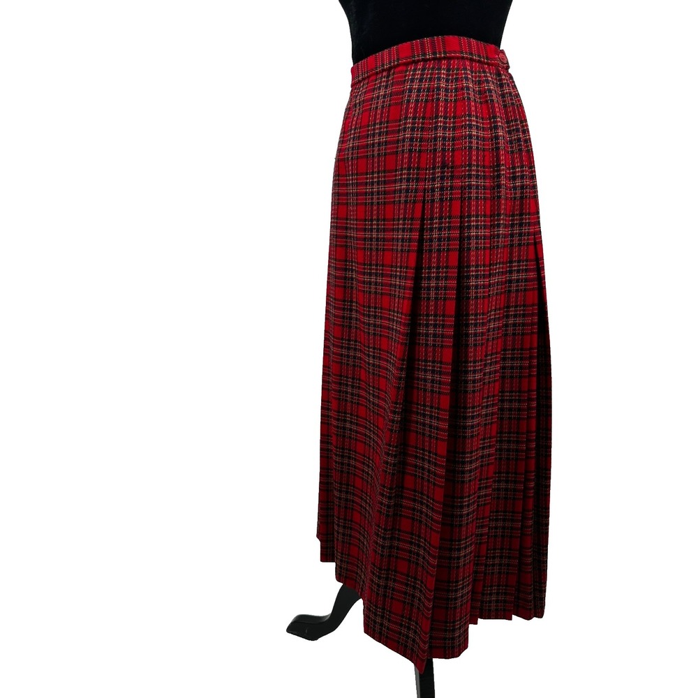 Pendleton Womens Skirt Size 16 Red Tartan Plaid 100% Virgin Wool Pleated USA - Picture 4 of 9